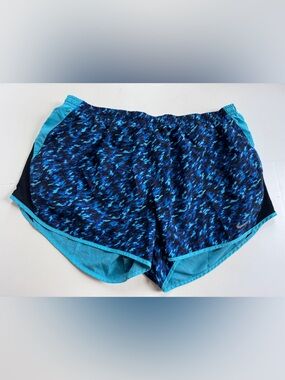 Nike Women's Blue Mosaic Athletic Shorts with Aqua Trim